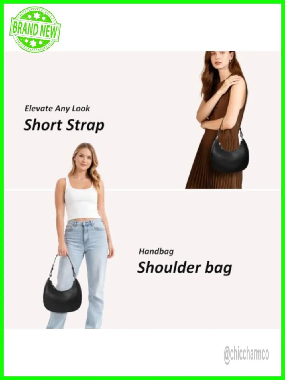 Small Hobo Shoulder Bag PU Leather Crescent Mini Purse for Women